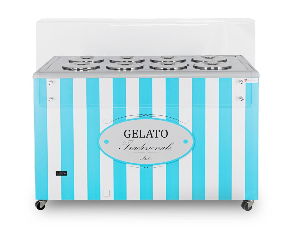 Widok boczny konserwatora do lodów GELATO POZETTI 8 BLUE